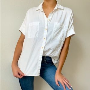 Madewell Button Up Short Sleeve White Skirt Fall